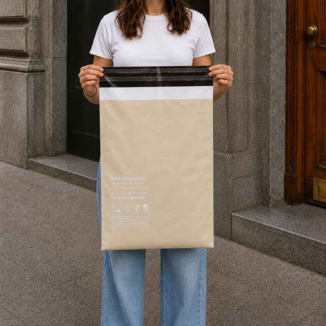 Albor's compostable plant-based mailer and hang tag.